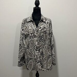 Studio Works Woman Long sleeve, Button down, multi color, Blouse,Size 1X